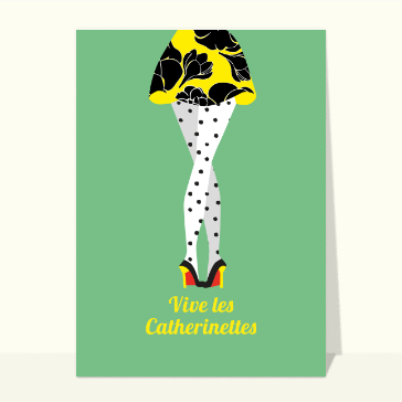 Carte sainte Catherine : Catherinette les jambes croisées