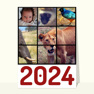 Carte de voeux personnalisable 2024 : Les voeux 2024 personnalisables des animaux