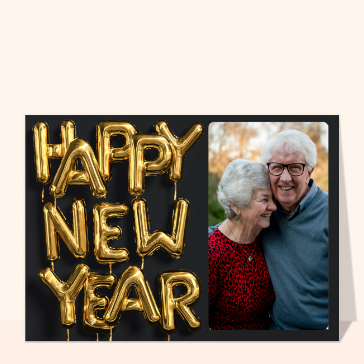 Fêtes de fin d'année : Happy New Year en ballons dorés avec votre photo