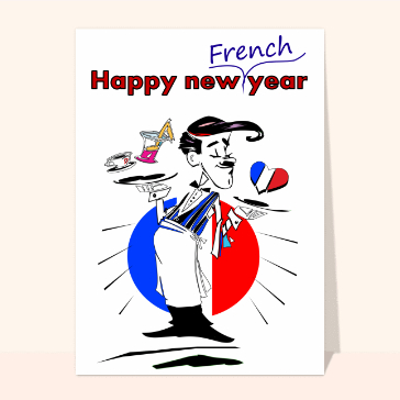 Carte bonne année 2024 en plusieurs langues : Happy New French Year