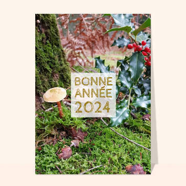 Carte de voeux Nature 2024 : Bonne année 2024 dans la forêt