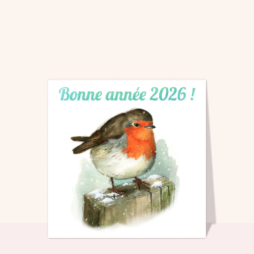 Cartes de Voeux de Bonne Année 2026 : Rouge-gorge joyeux pour une année 2026