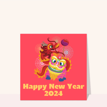 Carte nouvel an chinois 2024 : Bonne année 2024 du Dragon rigolote