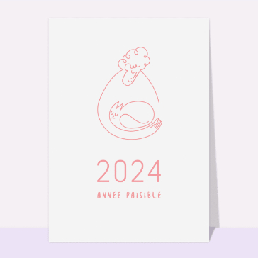 Une nouvelle année 2024 paisible cartes de voeux 2024 chats mignons