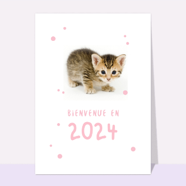 Bienvenue en 2024 petit chaton cartes de voeux 2024 chats mignons