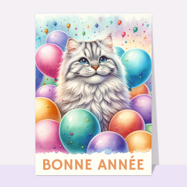 Bonne année petit chat souriant cartes de voeux 2024 chats mignons