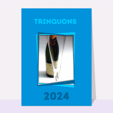 Carte de voeux et champagne en 2024 : Coupe de champagne et bouteille