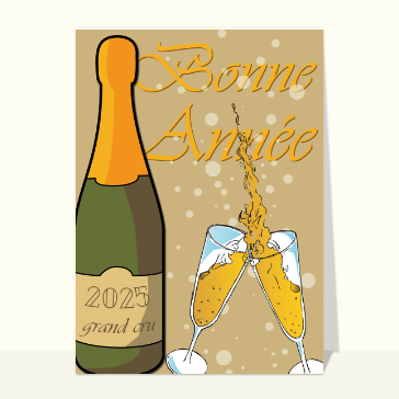 Carte bonne année 2025 : Cheers 2025 : bonheur et champagne à gogo