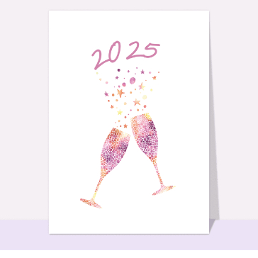 Carte de voeux et champagne en 2025 célébrons 2025 avec des bulles scintillantes