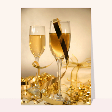 Carte de voeux et champagne en 2024 : Coupes de champagne