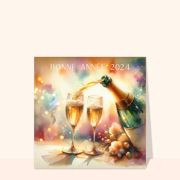 Carte de voeux et champagne en 2024 : Bonne année au champagne