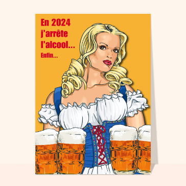 Carte de voeux bonne résolution 2024 : Cette année 2023 j`arrête l`alcool