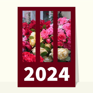 carte de voeux 2024 avec des fleurs : Carte de voeux 2024 avec des fleurs