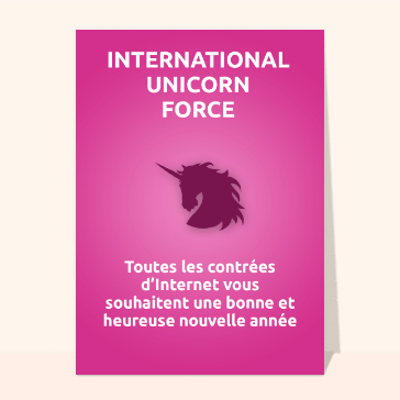 International Unicorn Force cartes de voeux 2024 pour geeks