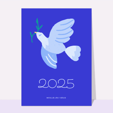 carte de voeux 2025 et message de paix : Colombe d'argent pour des vœux de paix 2025