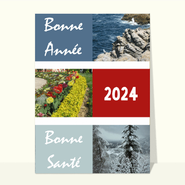Carte de voeux classique 2024 : Bonne année 2024 Bonne santé