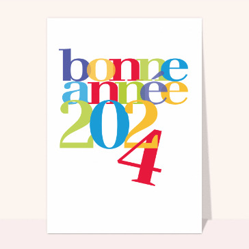 Carte de voeux design 2024 : Bonne année 2024 multicolore