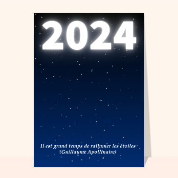 carte de voeux 2024  : Carte de voeux 2024 étoilée avec une citation
