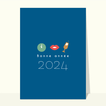 carte de voeux 2024  : Du champagne et un bisou en 2024