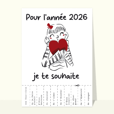 Carte de voeux humour 2026 souhaits dr&ocirc;les pour une ann&eacute;e 2026 pleine d'amour