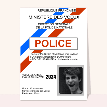 Carte de voeux humour 2024 : La nouvelle année 2024 de la police