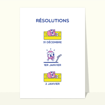 Carte de voeux humour 2024 : Les résolutions après de 2 janvier