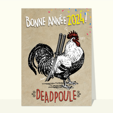 Carte de voeux humour 2024 : Bonne année Dead Poule