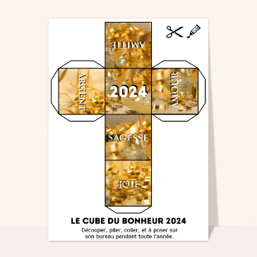 Carte de voeux originale pour 2024 : Le cube du bonheur pour la nouvelle année 2024 