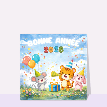 carte de voeux 2026 enfant et mignonne bonne ann&eacute;e