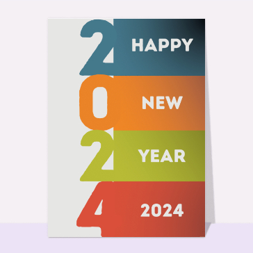 Cartes de voeux entreprise 2024 : Happy new year en 4 couleurs