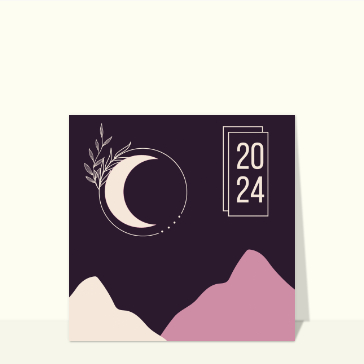 Cartes de voeux entreprise 2024 : Bonne année et silhouettes de montagnes
