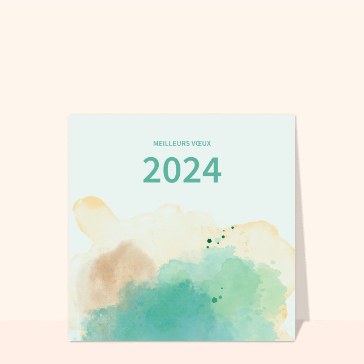 Cartes de voeux entreprise 2024 : Meilleurs voeux à l`aquarelle