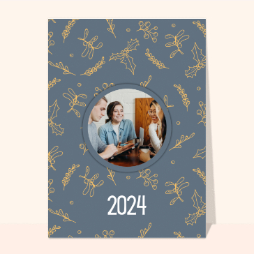Voeux professionnels 2024 et Gui Cartes de voeux entreprise personnalisables 2024
