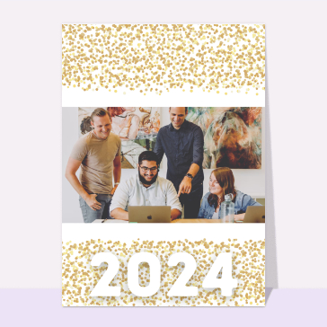 Confettis dorés de bonne année 2024  Cartes de voeux entreprise personnalisables 2024