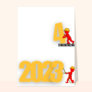 Petits ouvriers de la nouvelle année 2024  Cartes de voeux entreprise bâtiment 2024
