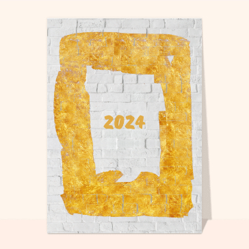 Nouvelle année 2024 dorée sur un mur Cartes de voeux entreprise bâtiment 2024