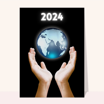 Développement international bonne année 2024  Cartes de voeux entreprise informatique 2024
