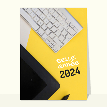 Cartes de voeux entreprise 2024 : Belle année 2024 sur un bureau