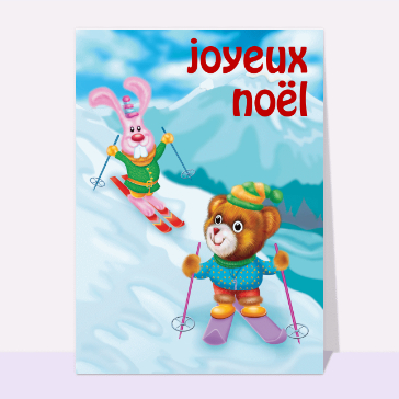 Carte de Noël enfant : Joyeux noël au ski