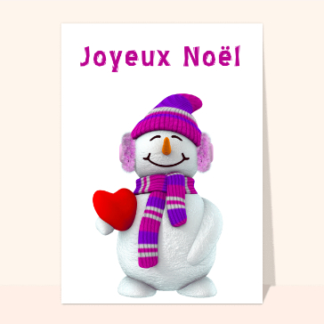 Carte de Noël enfant : Joyeux noel bonhomme de neige
