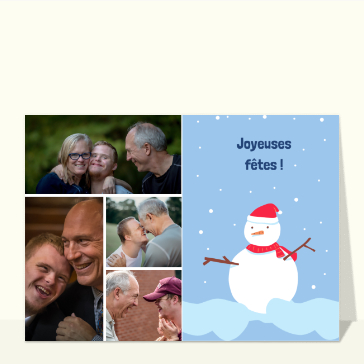 Carte de Noël enfant : Joyeuses fêtes bonhomme de neige amusant