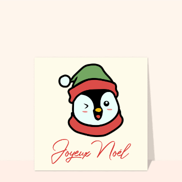 Carte de Noël enfant : Joyeux Noël petit pingouin