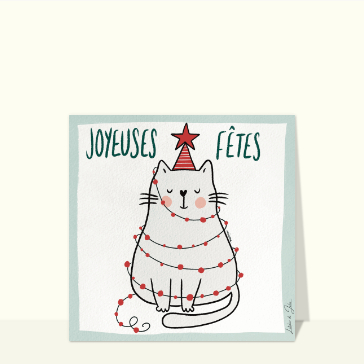 Fêtes de fin d'année : Joyeuses fêtes petit chat enguirlandé