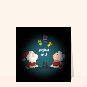 Carte de Noël enfant : Joyeux Noël papa et maman Noël
