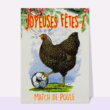 Carte de Noël humour : Joyeuses fêtes match de poules