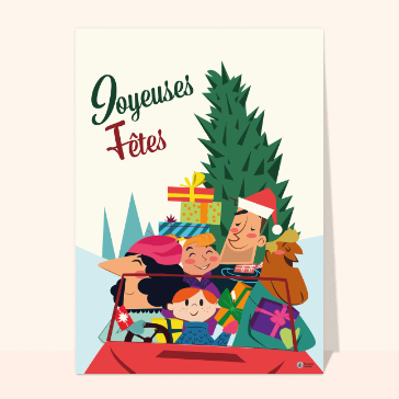Carte de Noël humour : Joyeuses fêtes en famille