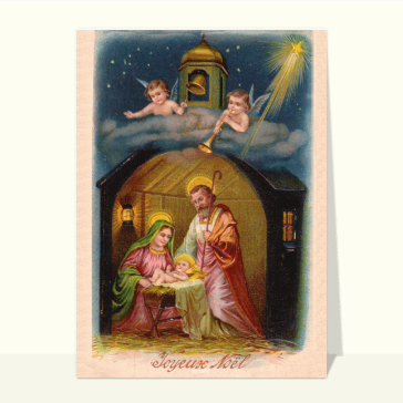 Carte ancienne la nativité Cartes de Noël religieuses
