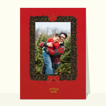 Carte noël personnalisée : Photos de Noël dans le houx