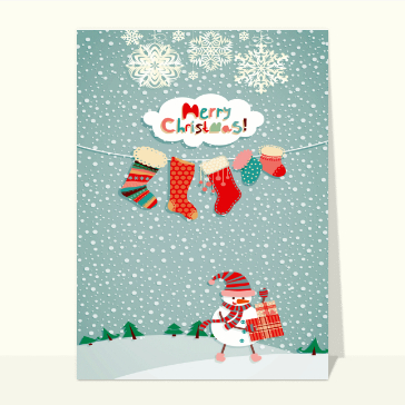 Carte de Noël en plusieurs langues : Le Merry Christmas du bonhomme de neige