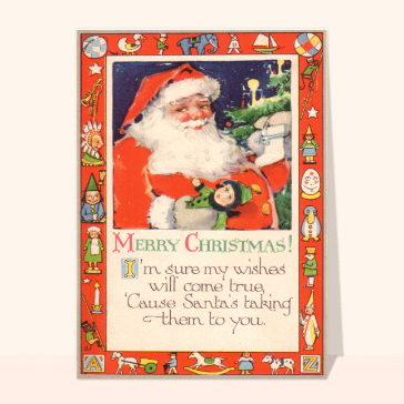 Carte de Noël en plusieurs langues : Carte ancienne Merry Christmas